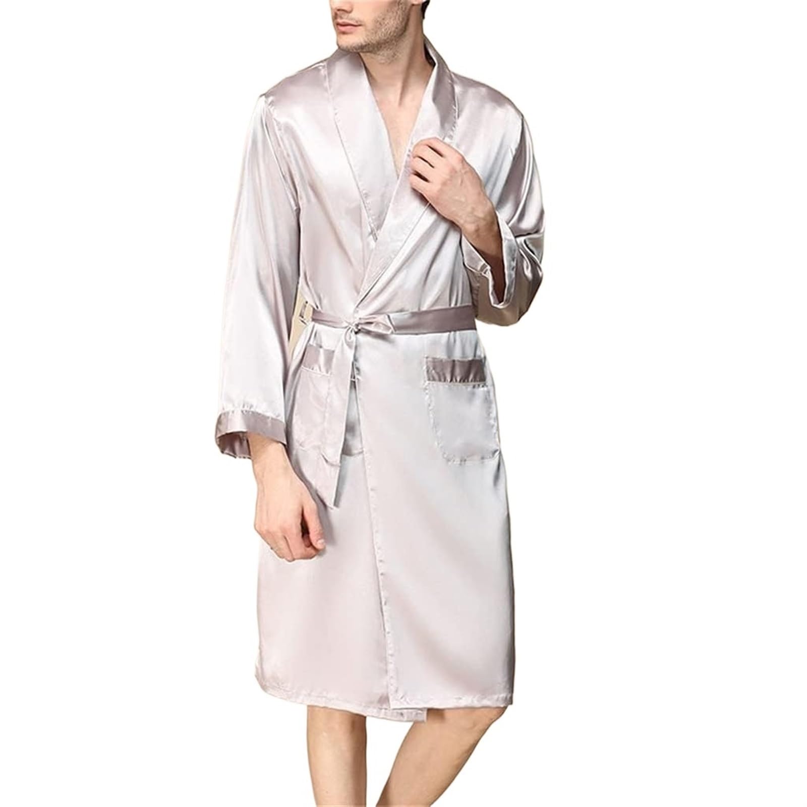 Kąpielowy Szlafrok Męski Satynowy Szlafrok Lekki, Jedwabny Miękki Spa Szlafroki Damskie(XXL)