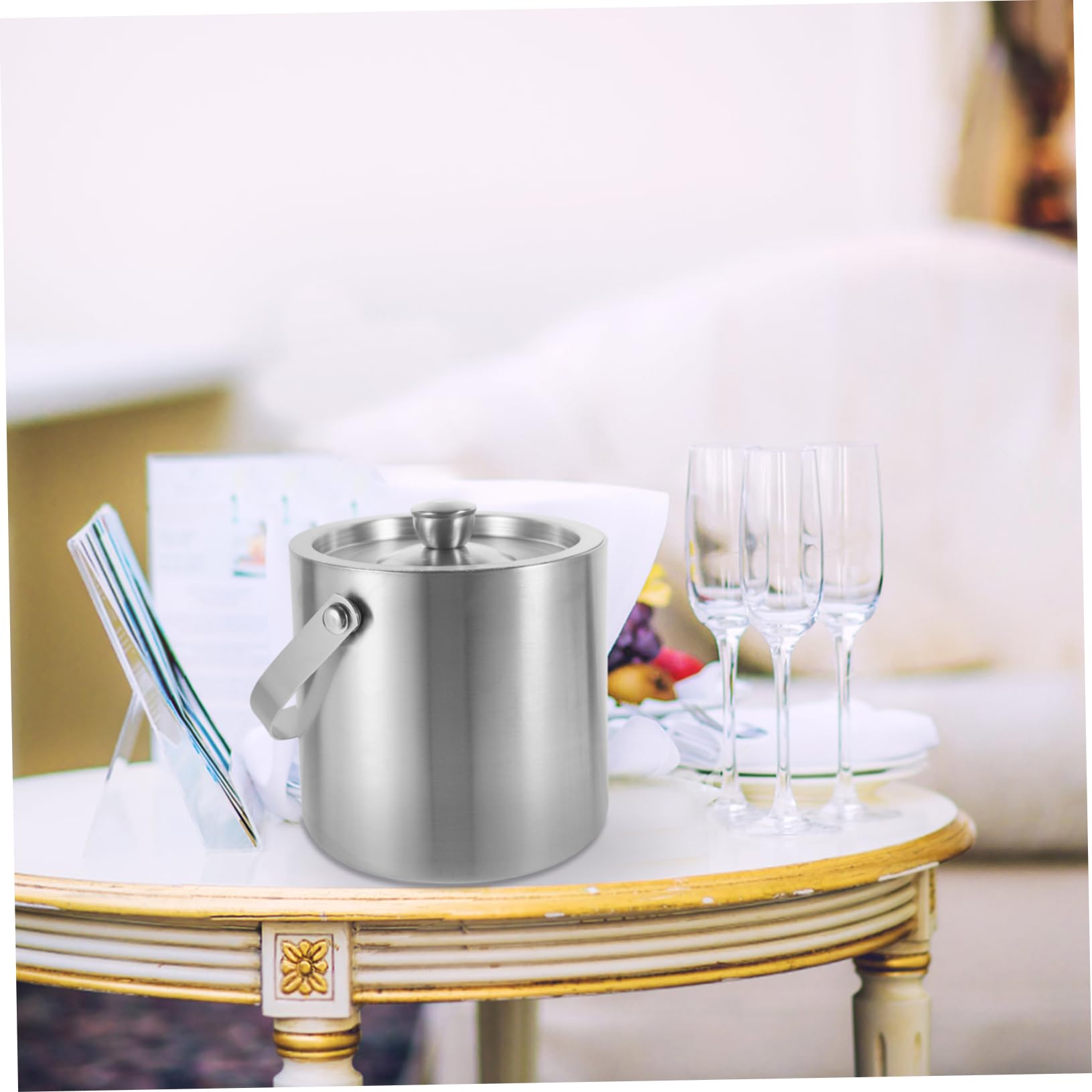 GLEAVI Secchiello per Ghiaccio in Acciaio Inox da 1,6 l Argento