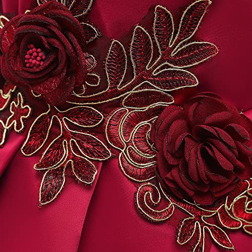 Cichic Summer High Low Satin Girls Dress Size6 3D Flower Elegant Princess Dress Up 6-7Years Red thumb #5