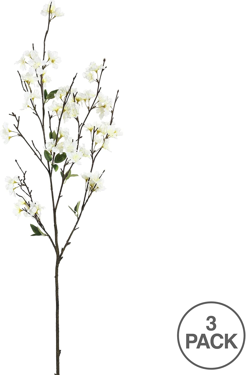 Vickerman 40" - Artificial White Cherry Blossom Spray - Includes 3 Pieces per Pack - Cherry Blossom Decor for Indoor Use - Maintenance Free