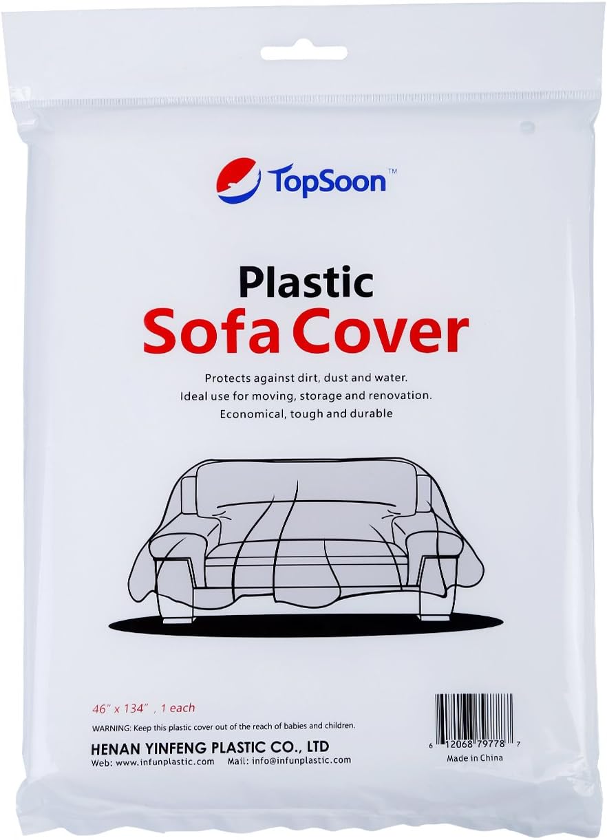 TopSoon Plastic Sofa Cover for Storage or Protection Dust Proof Plastic Couch Cover 134 nches x 46 Inches