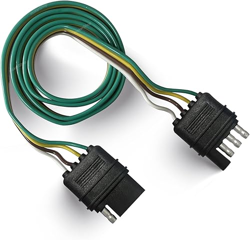 Extensión de cable de remolque Conector de extremo de remolque plano de 4 vías con enchufe macho y hembra 18 AWG 26 pulgadas luz de enganche de 4