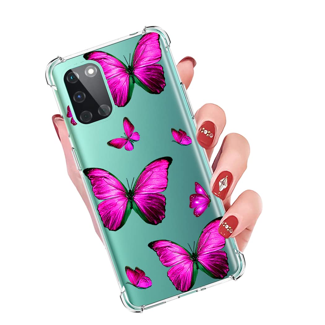 Cover Per OnePlus 8T 5G Trasparente Con Stampa Fiore Rosa - Custodia Morbida TPU Antigraffio - 2