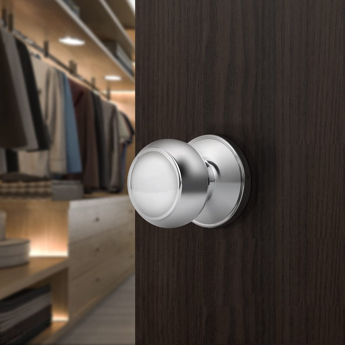 Probrico pomos de puerta de cromo pulido, privacidad/pasaje/entrada con llave