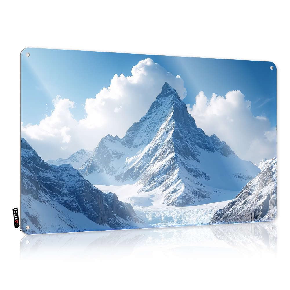 A Majestic Snow-covered Mountain Peak Rises Dramatically Against Retro Decor | Painting Vintage Style Private Saloon Bar Decoration Easy Hang(30X40CM)