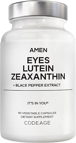 Amen Ojos Luteína Zeaxantina Suplemento – Vitaminas para los ojos – Luteína y zeaxantina de extracto de caléndula, polvo de raíz de remolacha roja,