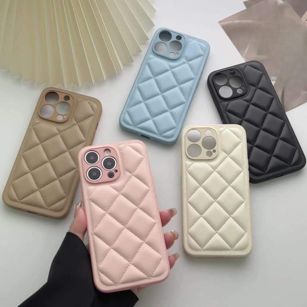Custodia per telefono con rivestimento in piumino diamantato per iPhone 15 Pro Max 14 13 12 11 Pro Max Plus, colore cachi, per iPhone 12ProMax (6,7")
