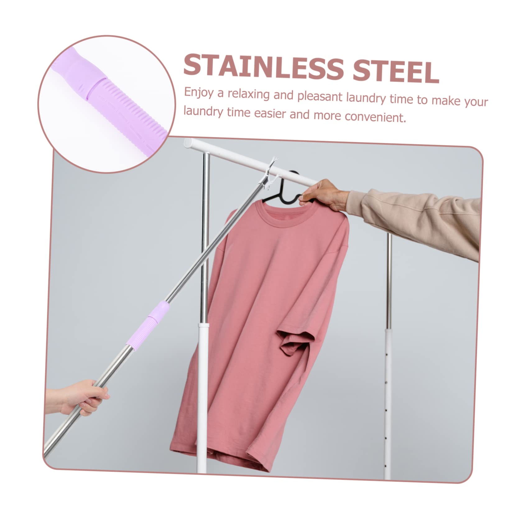 Yardenfun Ergonomic Clothes Fork Rod Extendable Clothesline Pole for Balcony Home Use