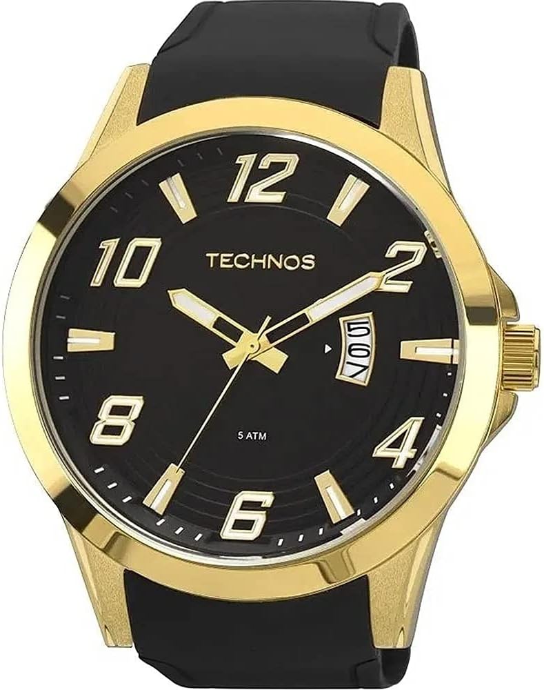 Relógio Analógico Technos Racer Masculino com Pulseira de Silicone Preta