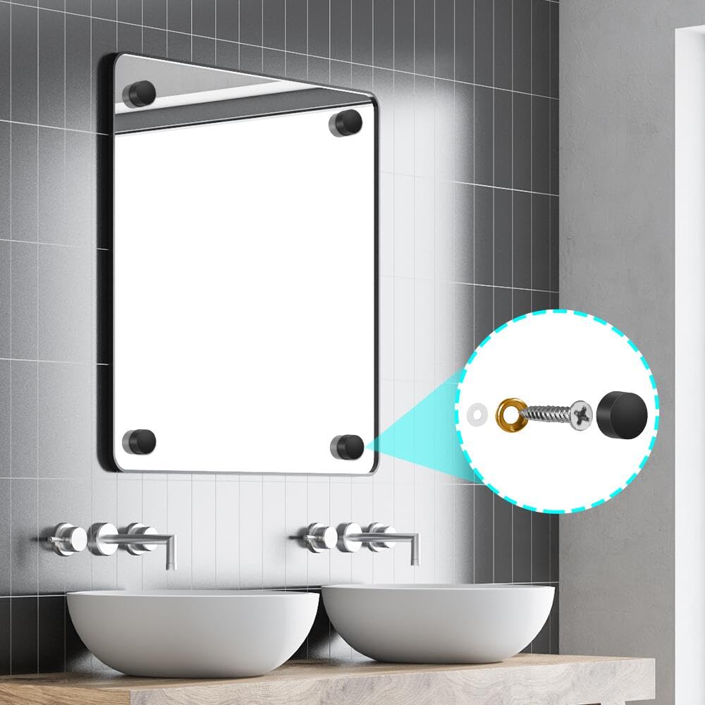 Mirror Screws with Decorative Caps Solid Brass Screw Cap Nails Black Mirror Screws Fasteners (10MM 12Pack)