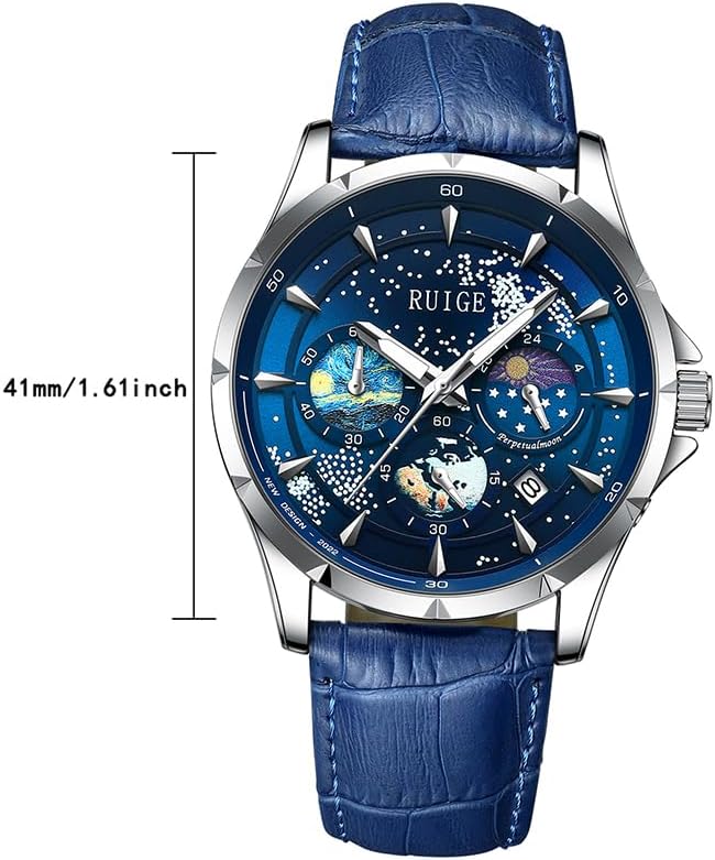 RUIGE N3 watch with 41mm / 1.61 inch dimension indicated