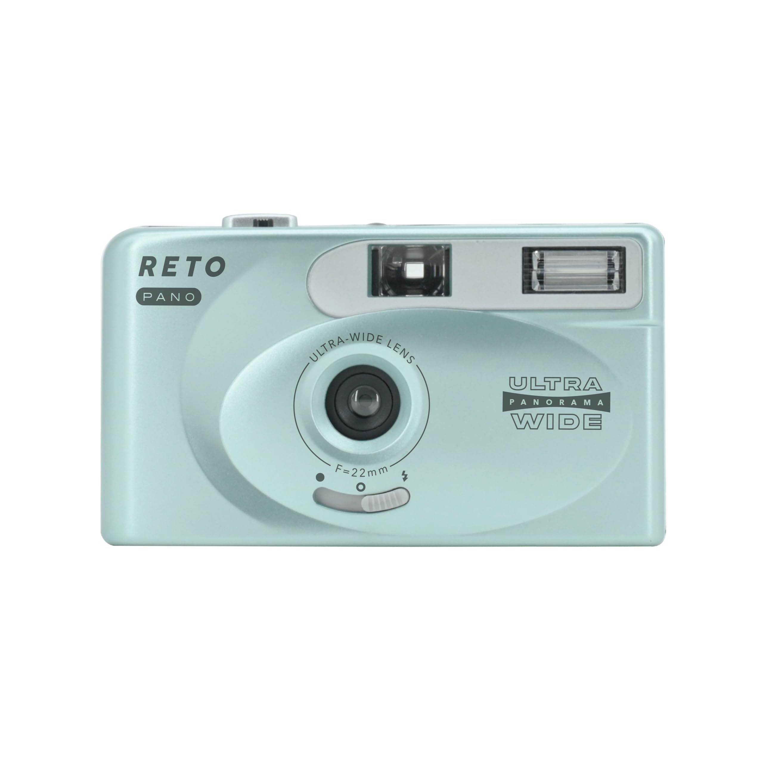 RETO PANO 35mm Film Camera - 22mm Wide Lens, Panorama, Easy Switch, Cinematic Modes, Lens Cover, Built-in Flash, Reusable (Film &amp; AAA Battery are not Included) (Metallic Mint)