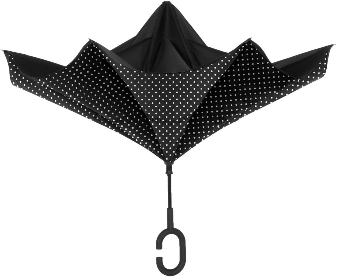 ShedRain Unbelievabrella – Wind & Rainproof Stick Umbrella, Hands-Free C-Shape Handle, Heavy Duty, Double Layered Reverse Canopy with UPF 50+ UV Protection