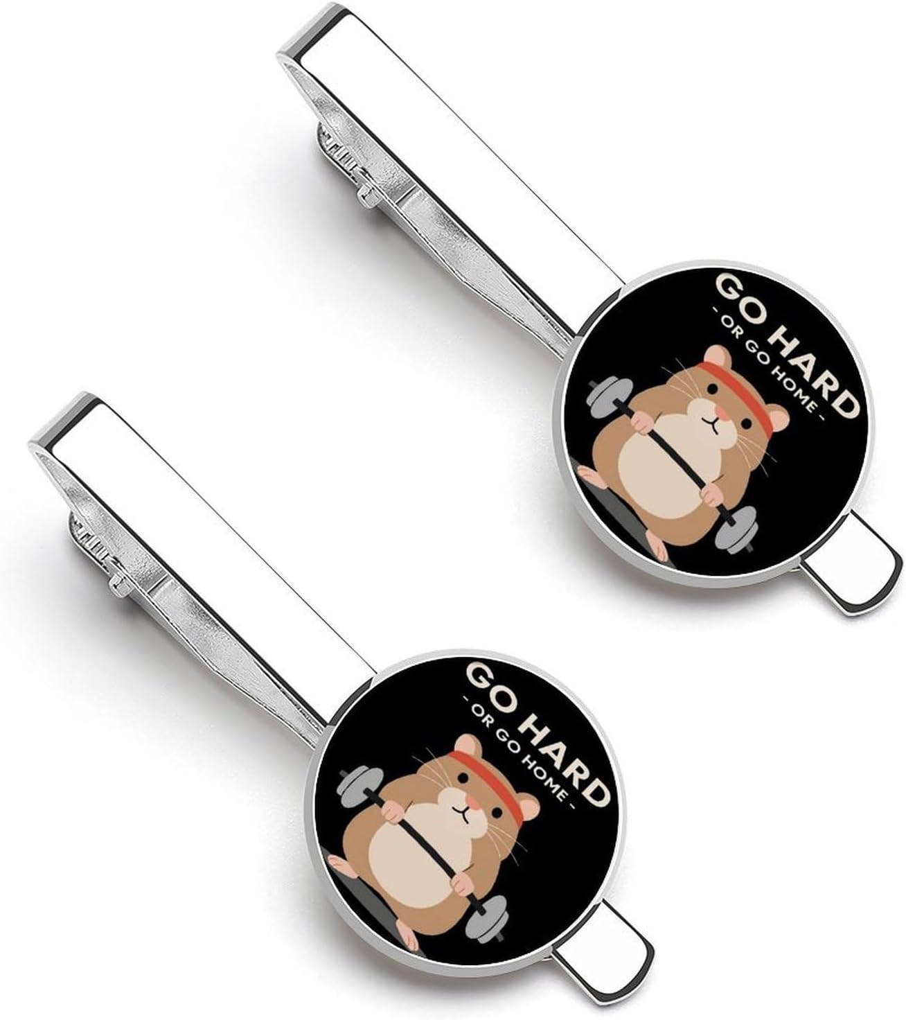 Black Rottweiler Dog Tie Clips for Men Print Tie Clip Ties Bar Set 2Pcs Wedding Necktie Pin 2.2X0.9 In