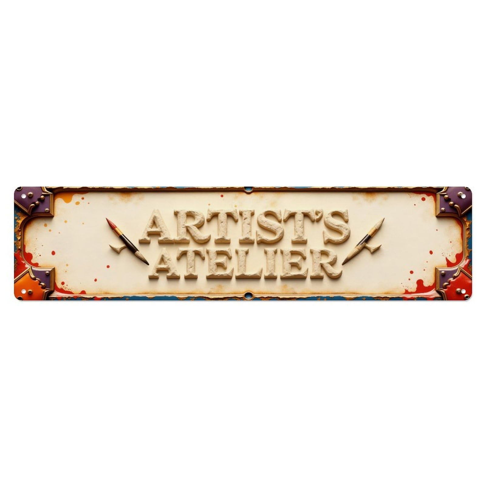Artists Atelier Sign Pattern Metal Tin Sign Plaque