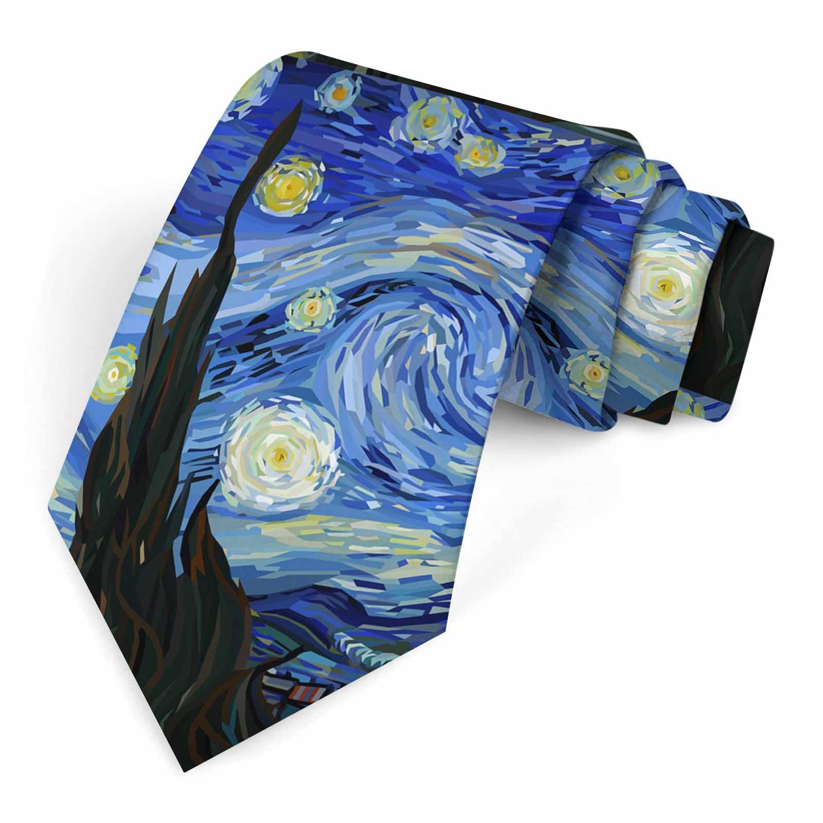 Muntayson Unisex Starry Night Men's Tie Men's Necktie Tie For Men Wedding Holiday Party
