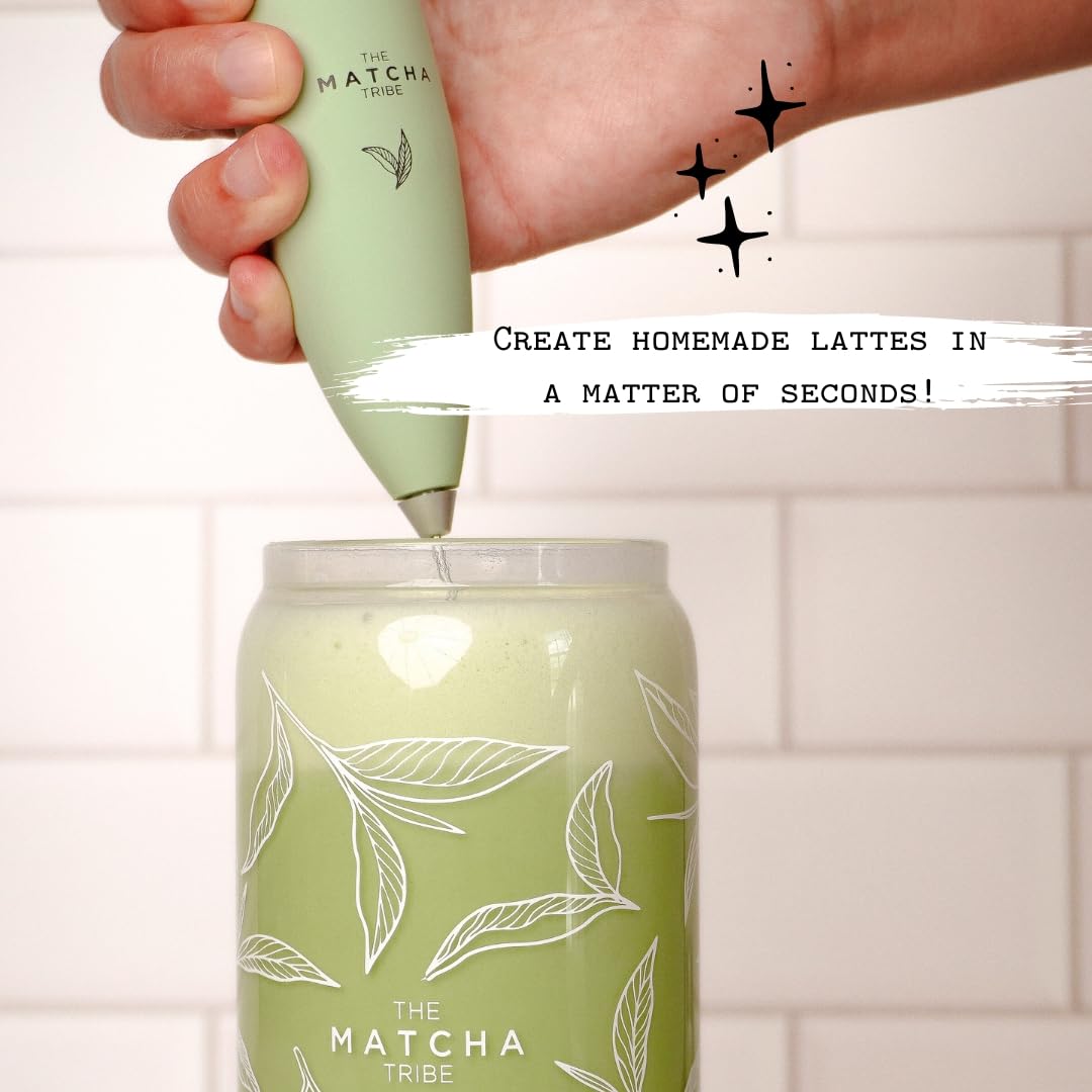 The Matcha Tribe Electric Whisk, Milk Frother Handheld for a creamy smooth Matcha Latte.