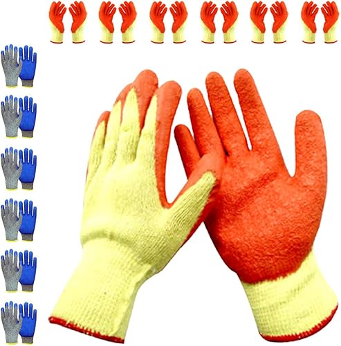 Guantes de trabajo con revestimiento de látex, guantes protectores resistentes para constructores, jardín y trabajo. Ajuste seguro con agarre