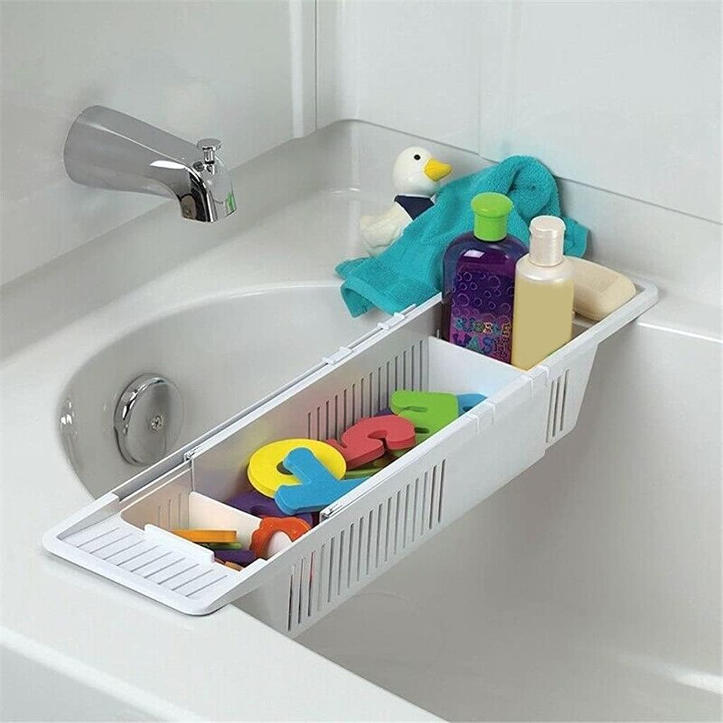 Home Bathtub Caddy Tray Plastic Bathtub Basket Shelf Rack Bath Toys Organizer Retractable Storage Rack