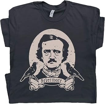 Edgar Allan Poe T Shirt Mens Women Graphic Tee Cool Raven Gothic Horror Book Lovecraft Vintage Literary Cult Writer