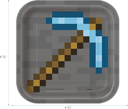 Miniatura 3 de Paquete de suministros para fiesta de cumpleaños de Minecraft  Platos de Minecraft  Servilletas de Minecraft  Mantel de Minecraft  Suministros de