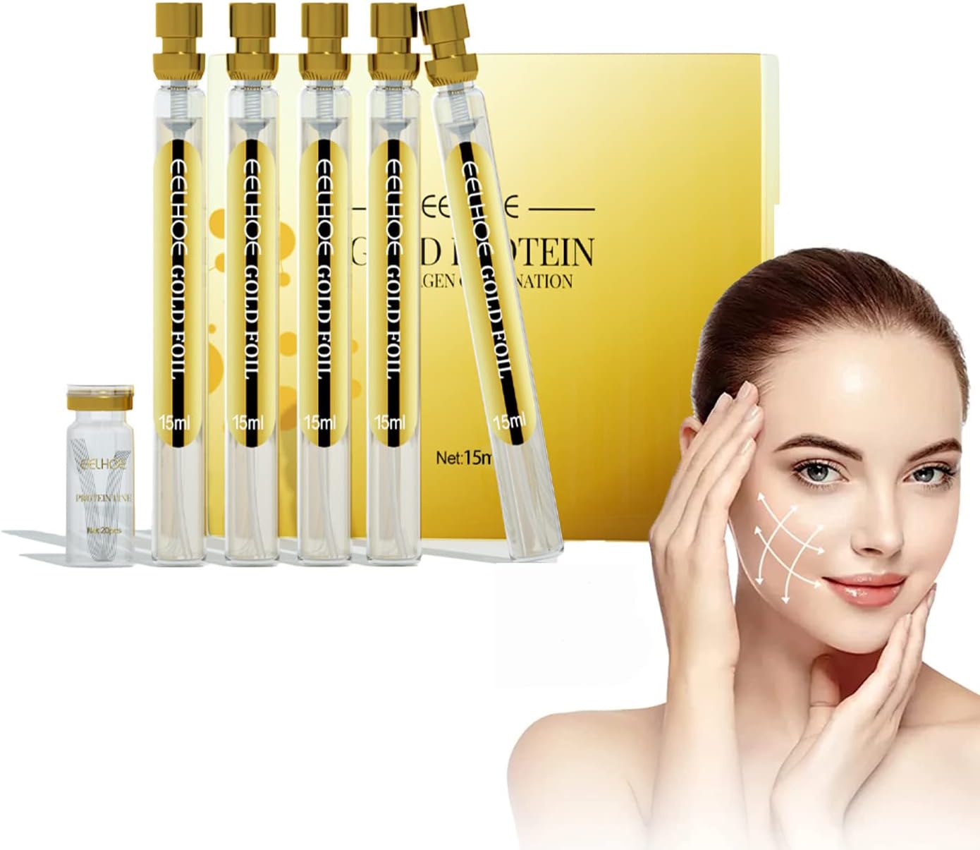 Face Lifting Threads Collagen Threads Lifting Absorbent Collagen Thread Silk Thread Lifting for Facelifting, Lift Skin Tightening and Reducing Fine Lines (15 ml + 20 Pieces)