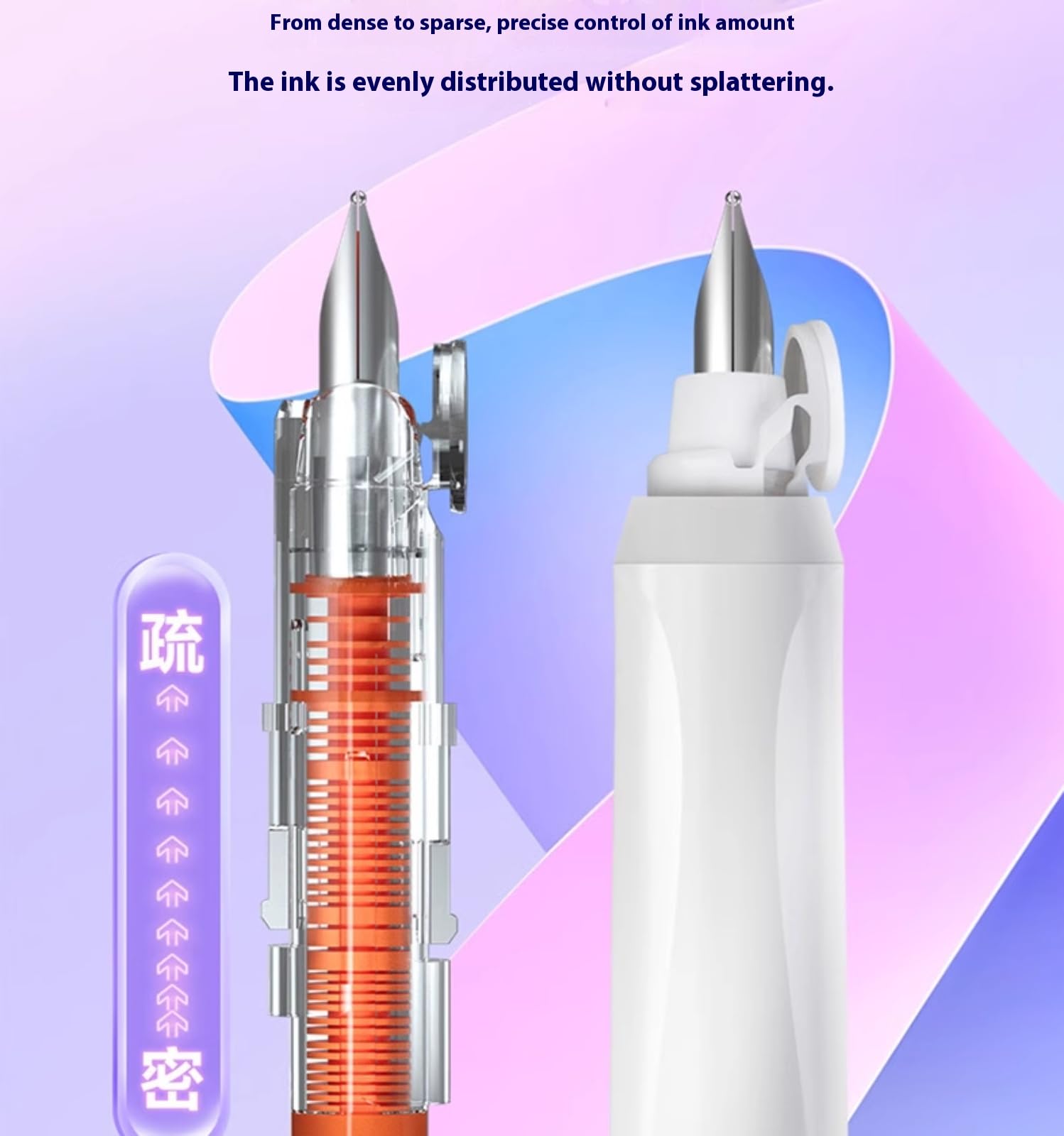 Stylo-Plume Rétractable : 0,38 Mm, Encre Bleue Et Noire, Corps Du Stylo