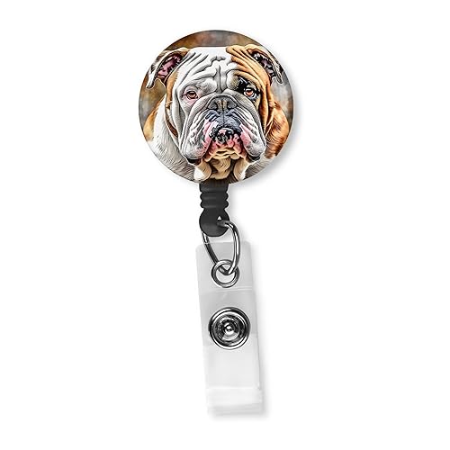 Beautiful English Bulldog Artistic Design Badge Reel ID Holder