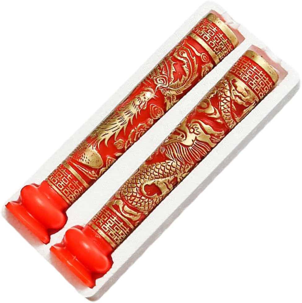 SHINEOFI Wedding Candles Decorative 1 Pair Chinese Style Red Paraffin Lightweight Portable Dragon and Phoenix Candles for Wedding Ceremony and Marriage Room Layout Decor