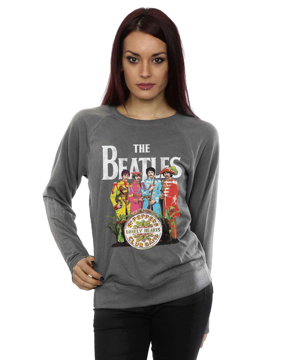 Absolute Cult Women's Charcoal The Beatles Sgt Pepper Sweatshirt Medium