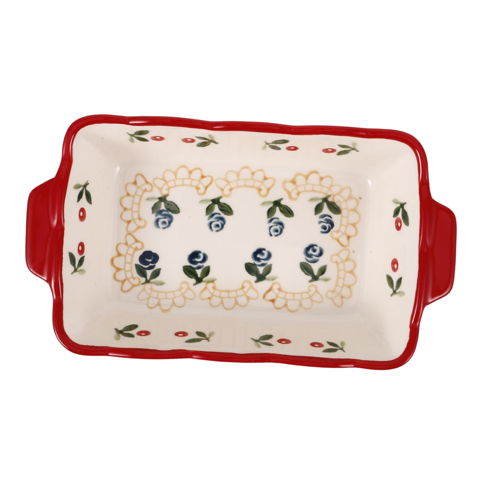 IMIKEYA Fuente para Hornear de Cerámica Rectangular Asas, Elegante