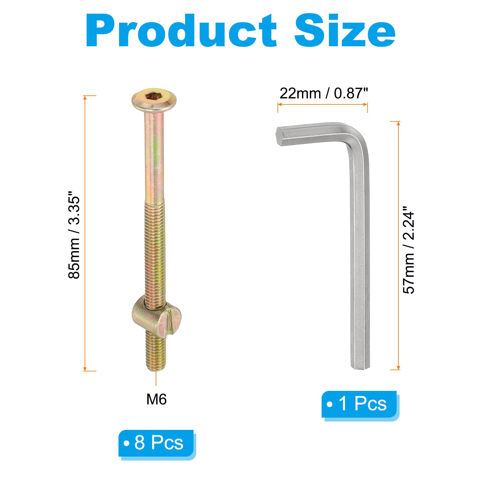 PATIKIL M6 x 85mm Bunk Bed Bolts - Image 2