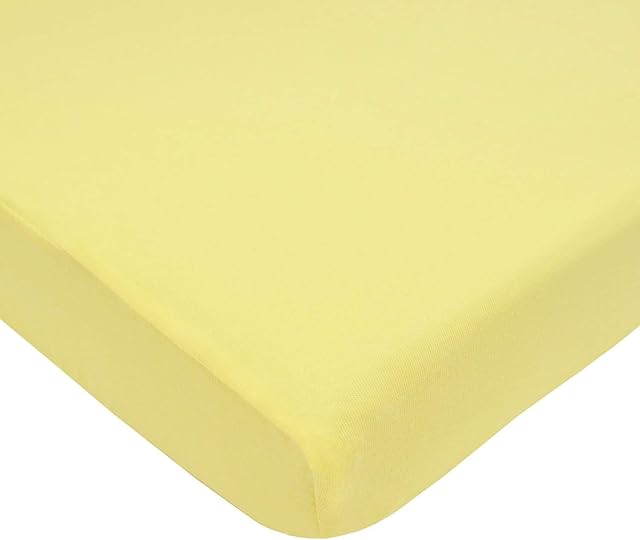 Dudu N Girlie Cot Fitted Sheets 120 x 60cm Travel Cot | Yellow Cot Sheets 120x60 Fitted | Hypoallergenic Toddler Bed Sheet Breathable Easy Care | Junior Bed sheets (Single Pack)