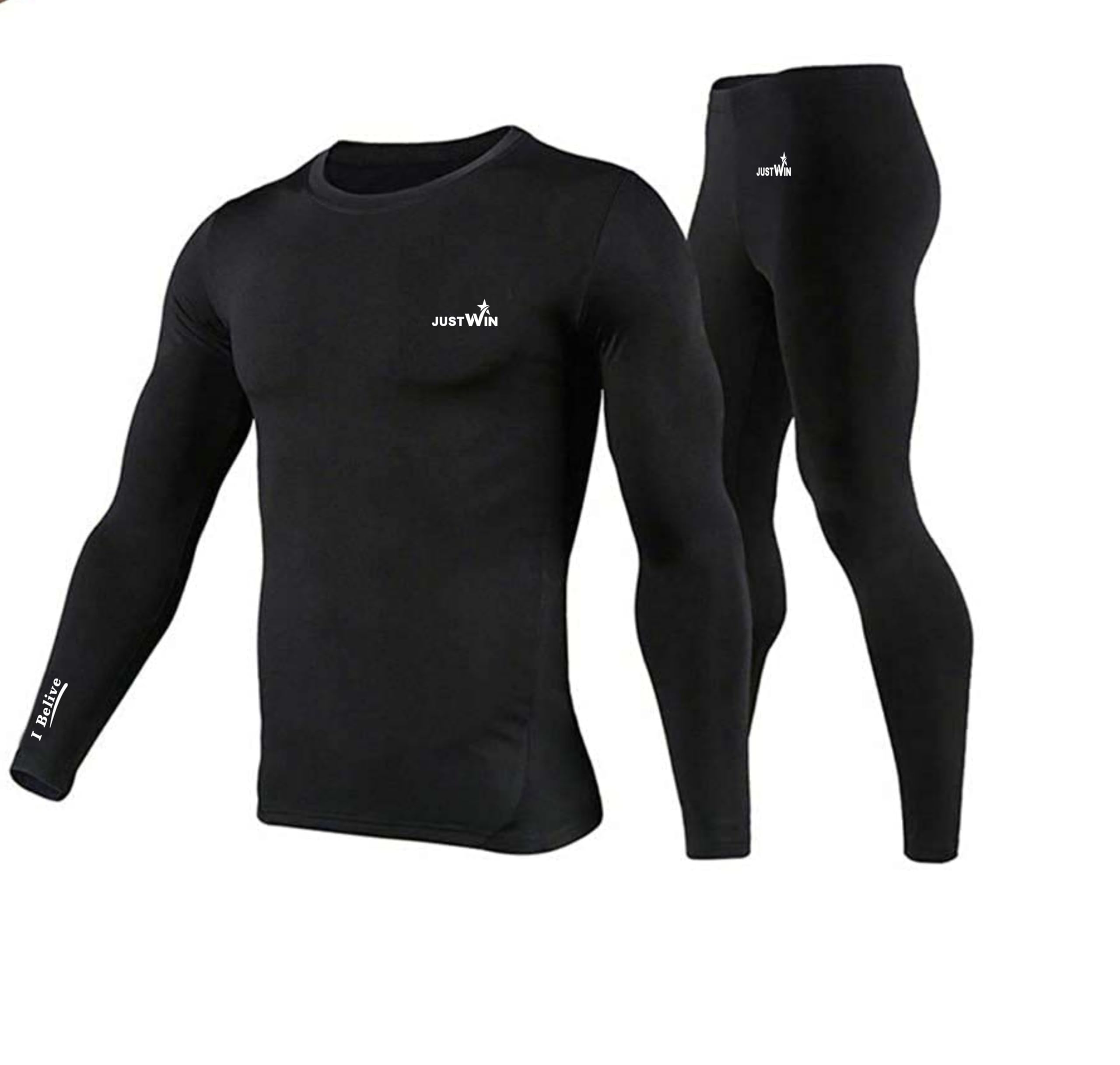 justwin Polyester Spandex Men's Sports Running Set Compression Shirt + Pants Skin-Tight Long Sleeves Quick Dry Fitness Tracksuit Gym Yoga Suits-picture-32