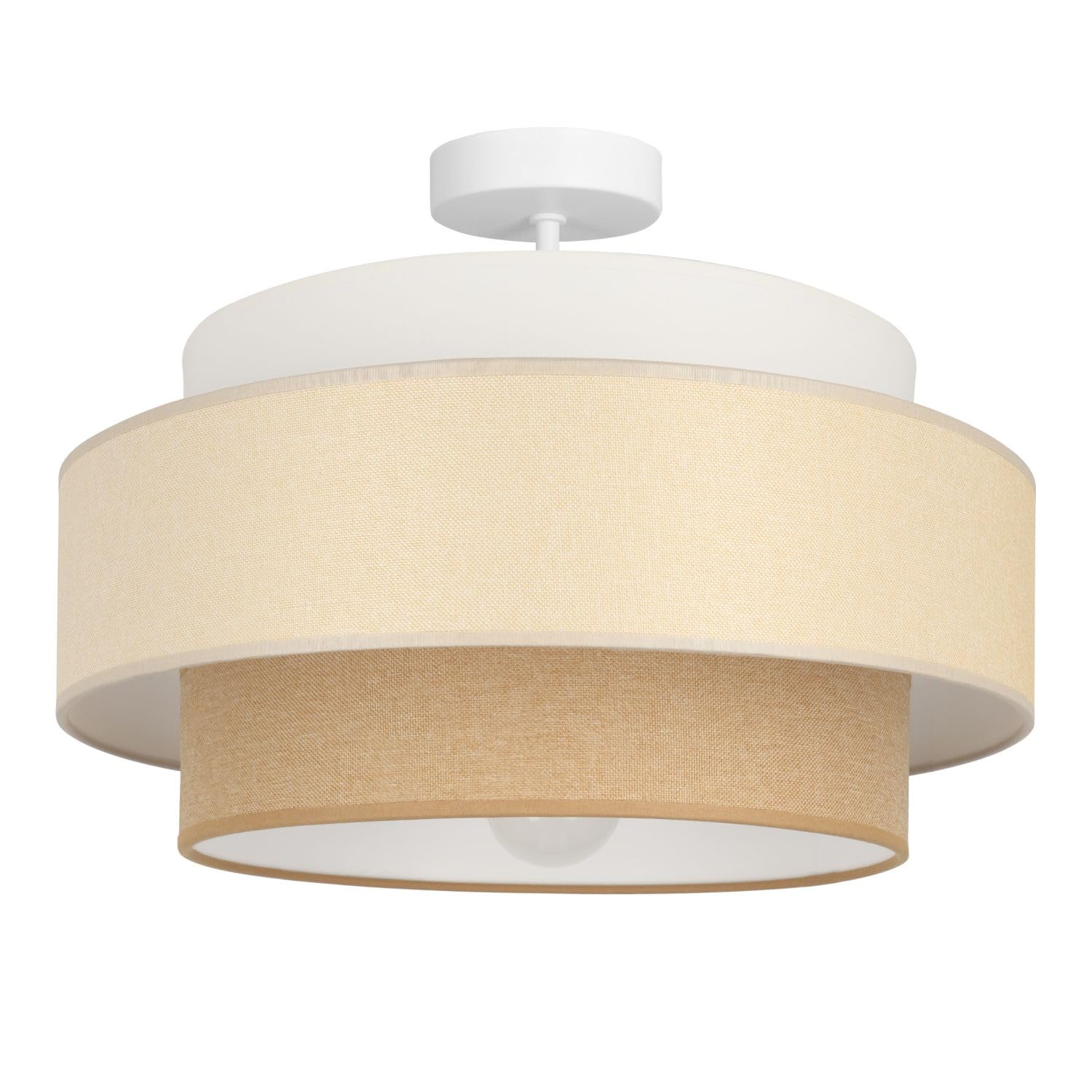 Licht-Erlebnisse Deckenleuchte Stoff Metall Weiß Sandfarben Ecru E27 gemütlich wohnlich blendarm Esszimmer Wohnzimmer Ø 40 cm Deckenlampe Büro