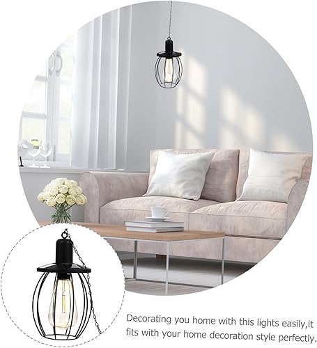 Miniatura 6 de DOITOOL Lámpara solar de hierro forjado, luces colgantes de jardín, luz colgante de energía solar, lámpara de araña negra al aire libre, decoración