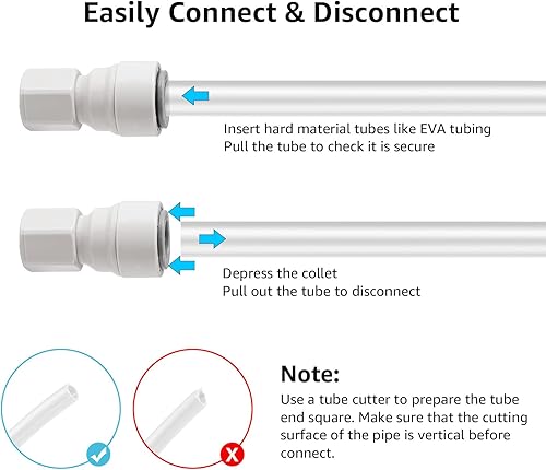 Miniatura 5 de Cerradura de bola de barril de cursi de desconexión rápida para conectar accesorios, tubo de plástico recto de 38 pulgadas OD a rosca de 716