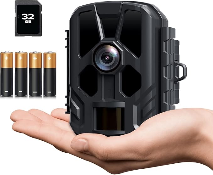 Hongc Wildlife Camera 20MP 1080P, 32G SD Card and 4AA Batteries, Mini
