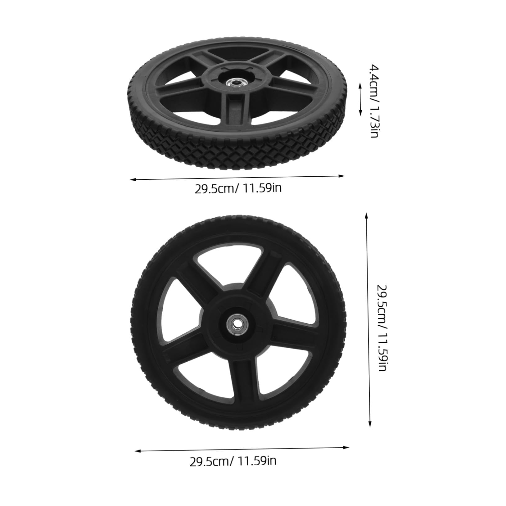 2 Piezas Unidades Ruedas de Cortacésped con Neumáticos de PVC y Cubos de PP Resistentes la Corrosión para Cortacésped y Carros de Jardín con Agujero de Rodamiento