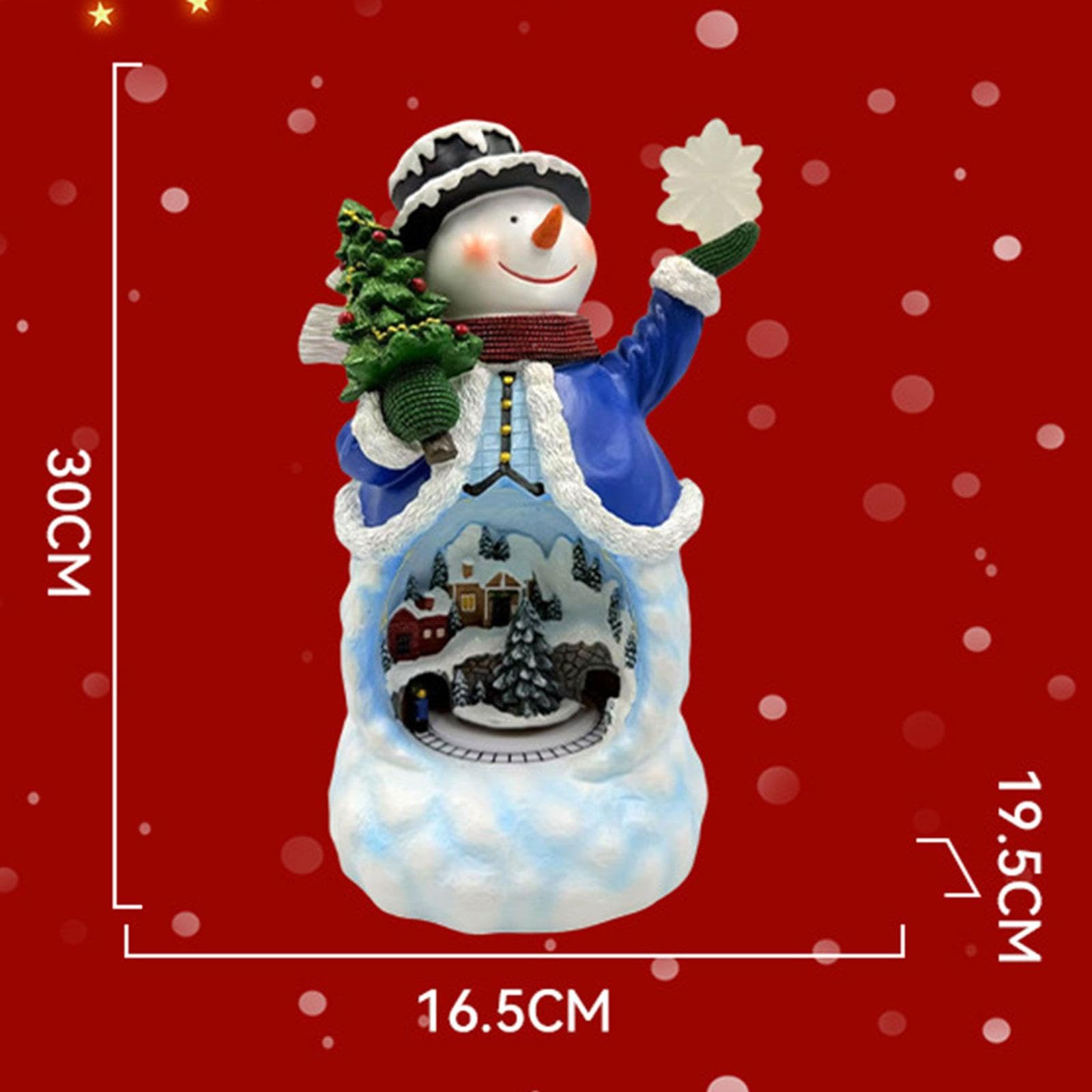 Generic Bonhomme de Neige Rotatif électrique, Décoration de Table, Usage Polyvalent, avec Effets Musicaux et Lumineux, En Résine
