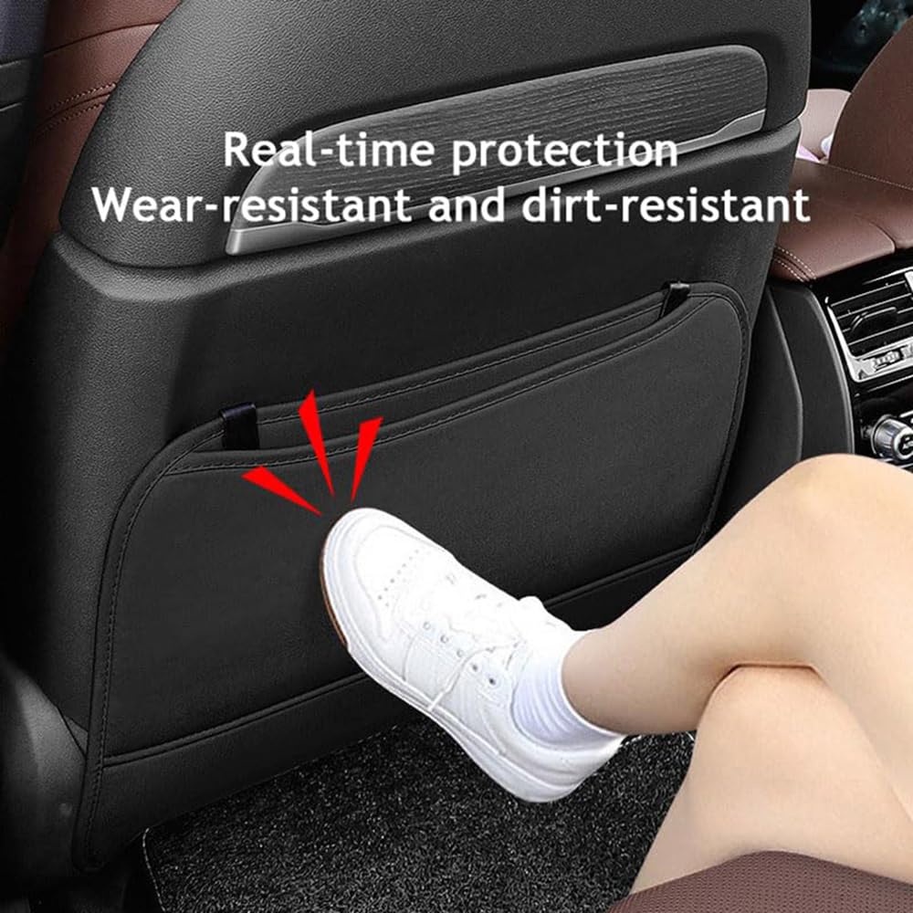 2 Stück Auto Rückenlehnenschutz für Jeep Cherokee Grand Cherokee 2003-2019, Autositz Kickschutz mit Taschen, Rücksitz Organizer aus Wasserdichtem Leder,C Brown