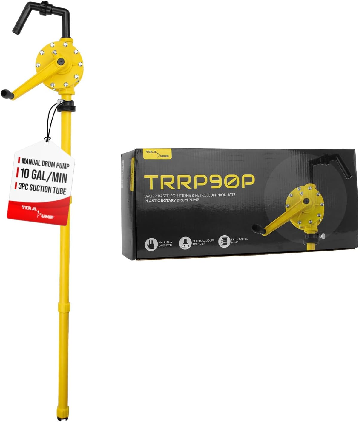 TERA PUMP Chemical Resistant Hydraulic Fluid Pump - Rotary Vane Hand Powered No Cord Needed - Safe For Liquids Such As Light and Heavy Oils, Agricultural Chemicals, Ethanol, Mild Acids