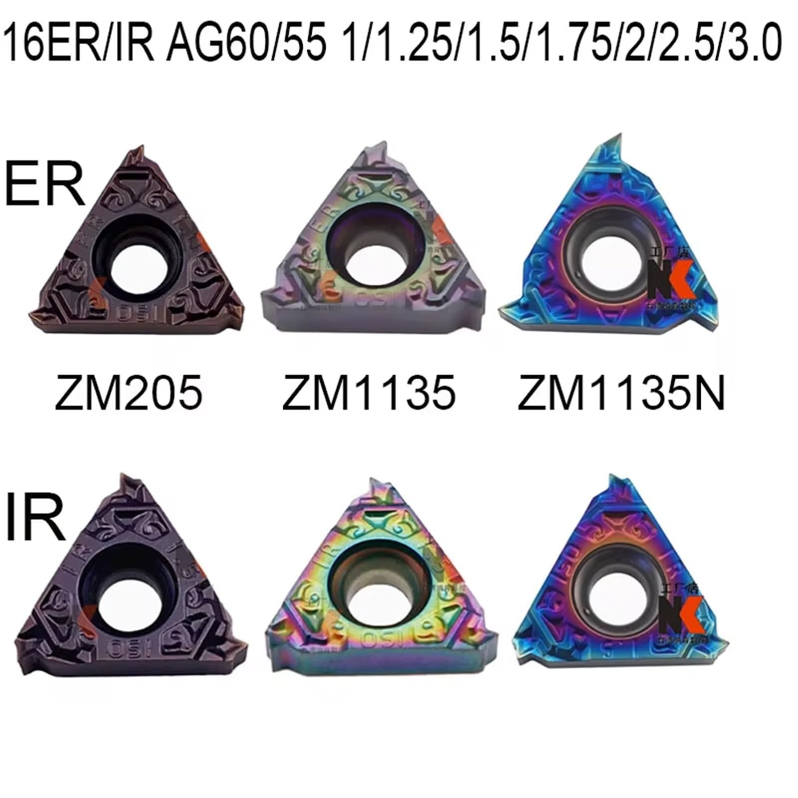 Outil de coupe filetage d'insertion en carbure 10 pièces(16ER AG55 ZM1135)