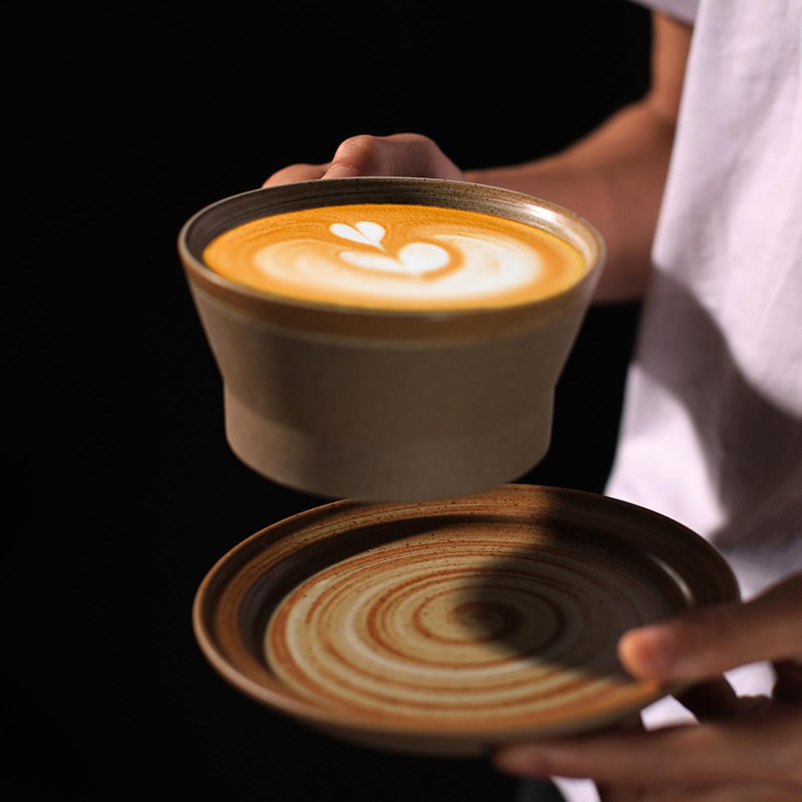 Tazzine da caffè in Ceramica, Tazza e piattino in fine Bone China, Set di Tazze e Piatti da caffè in Ceramica Grezza Europea, Ceramica Semplice