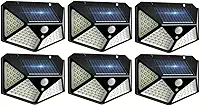 Kit 6 Luminária Luminária Solar Parede 100 Led Sensor Presença com 3 Funções, Refletor Solar, Luminária Solar, Luminaria Solar Externa, Lampada Solar, Luz Solar, Luminária Solar área Externa