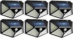 Kit 6 Luminária Luminária Solar Parede 100 Led Sensor Presença com 3 Funções, Refletor Solar, Luminária Solar, Luminaria Solar Externa, Lampada Solar, Luz Solar, Luminária Solar área Externa