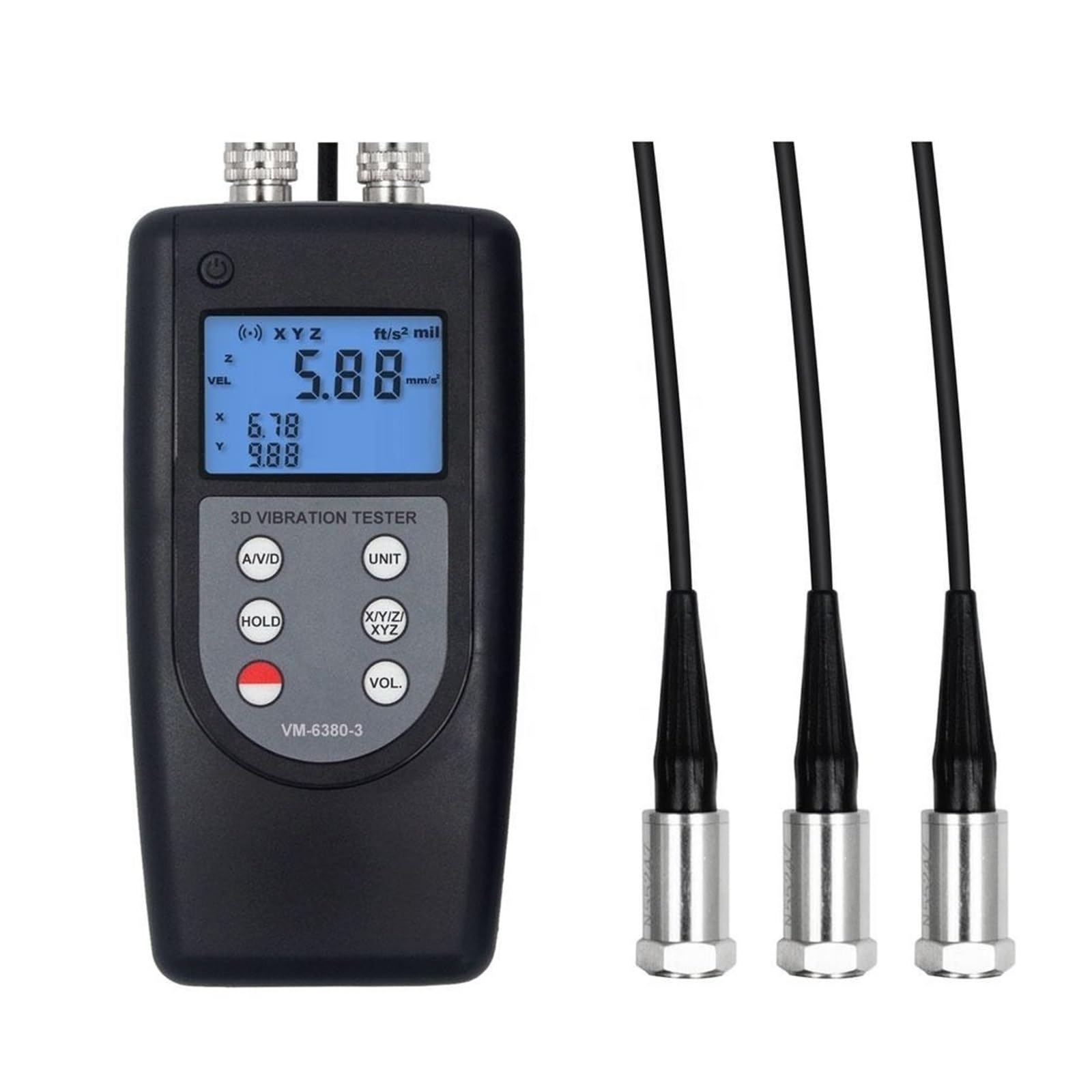 VM6380-3 High Accuracy Digital Vibration Meter 3 Piezoelectric Transducers for Industrial Inspection