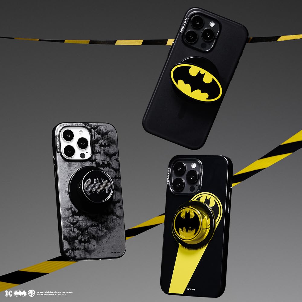 PopSockets Okrągły uchwyt do telefonu kompatybilny z MagSafe, pierścień adaptera w zestawie, uchwyt na telefon, kompatybilny z bezprzewodowym ładowaniem, WB Batman - I Am Batman