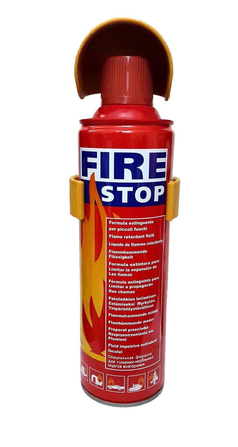 Fire Stop Aerosol Fire Extinguisher Spray, 500 ml | Flame Retardant Fluid, Includes Mounting Bracket, P.A.S.S. Technique, Small Fires Use, Single Use Can-picture-21
