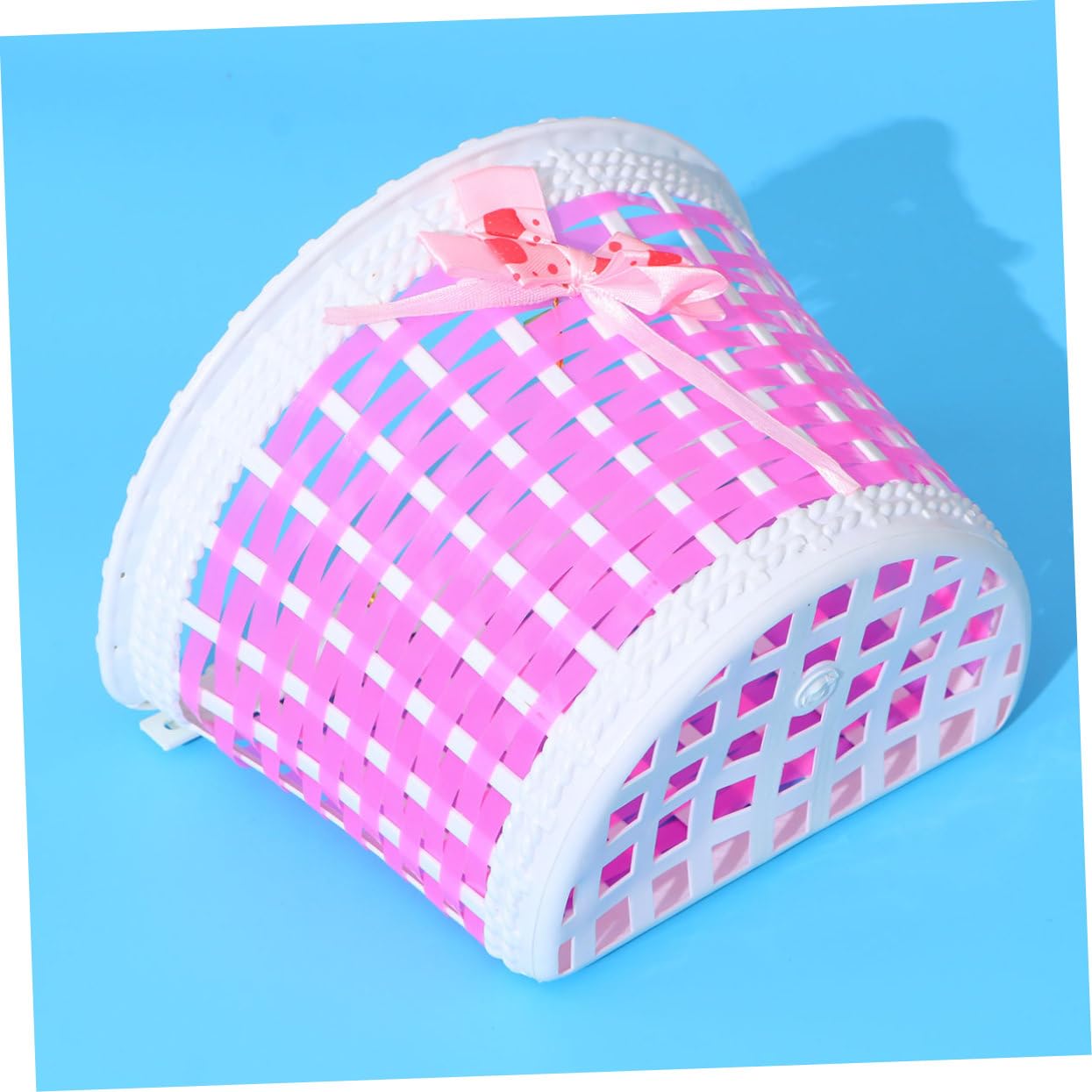 VANZACK Cesta De Bicicleta Cesta Delantera De Bicicleta Cesta con Lazo Delante Timbre De Ciclismo Cesta De Mimbre para Bicicleta Decoraciones para Niños Cestas Tejidas Rosa